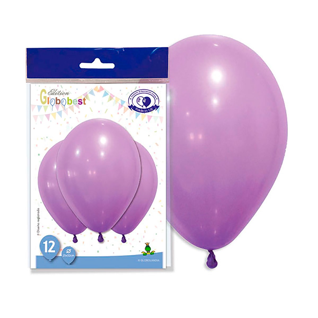 GLOBO DE LÁTEX 11" LISO LAVANDA BOLSA DE 12UD