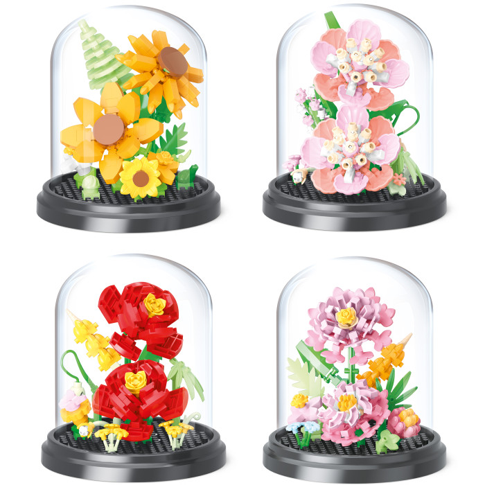 BLOQUES DE CONSTRUCCION FLORES 4 DISEÑOS