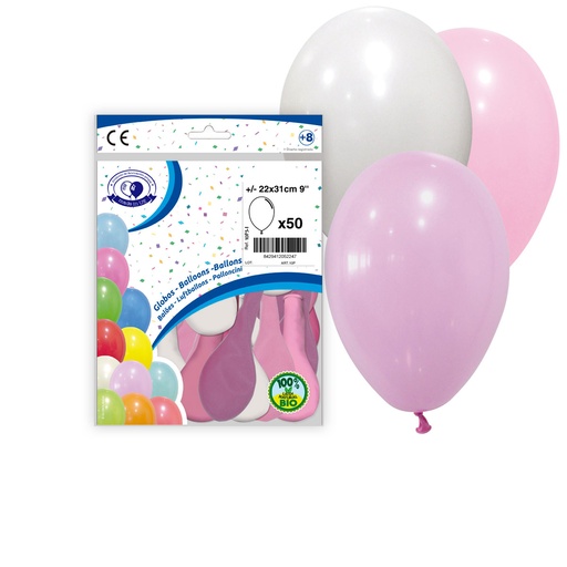 [000584] BOLSA 50 GLOBOS MIX ROSA-ROSA CHICLE-BLANCO