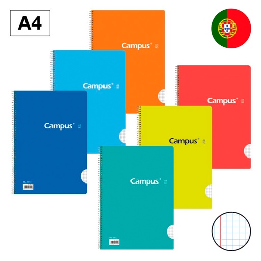 [003190] BLOC ESPIRAL CAMPUS A4 TAPA BASICA 80 HOJAS 60G CUADRICULA 5MM DOBLE MARGEN