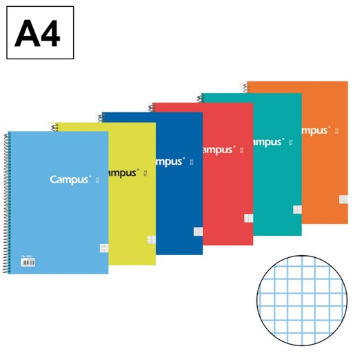[001961] BLOC ESPIRAL CAMPUS A4 T.DURA 80H 70G CUADRICULA 3MM