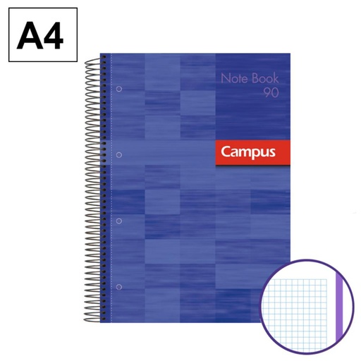 [002302] BLOC ESPIRAL CAMPUS A4 T.EXTRA MICROPERF. 80H 90G CUADRICULA 5 MM VIOLETA