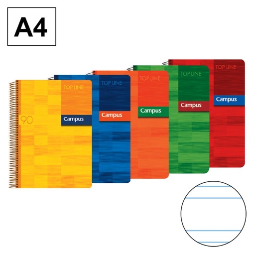 [002197] BLOC ESPIRAL CAMPUS A4 T.PLASTICO 80H 90G DOBLE RAYA 2,5MM