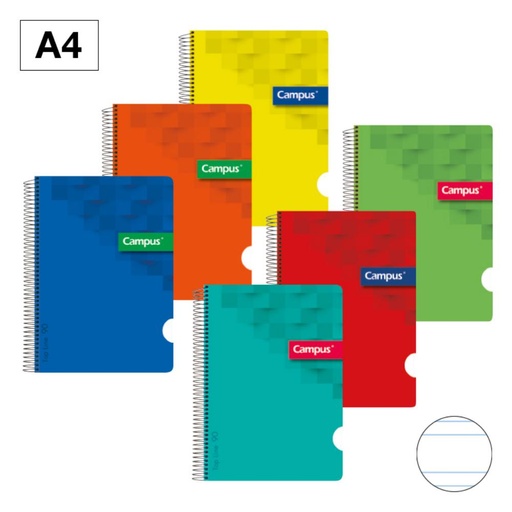 [002547] BLOC ESPIRAL CAMPUS A4 T.PLASTICO 80H 90G DOBLE RAYA 3,5MM