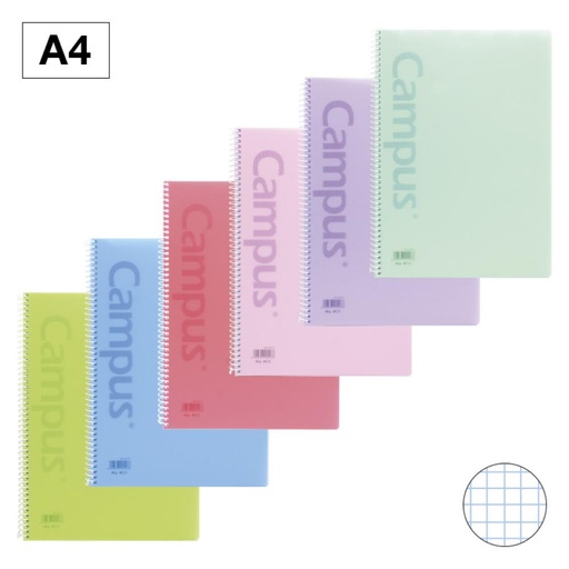 [003221] BLOC ESPIRAL CAMPUS A4 T.PLASTICO 80H 90G 4MM PASTEL