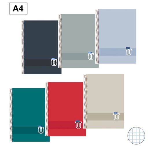 [003325] BLOC ESPIRAL CAMPUS A4 T.PLASTICO 80H 90G 4 MM COL.TENDENCIA