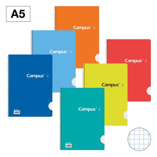 [001143] BLOC ESPIRAL CAMPUS A5 TAPA BASICA 80 HOJAS 60G CUADRICULA 4MM