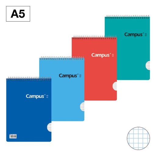 [002329] BLOC ESPIRAL CAMPUS A5 TAPA BASICA 80 HOJAS 60G CUADRICULA 4MM