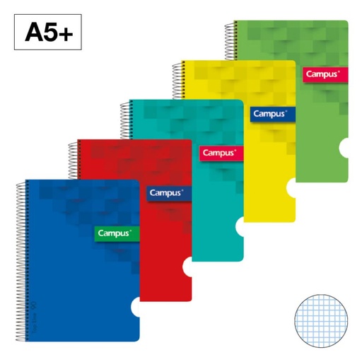 [002435] BLOC ESPIRAL CAMPUS A5+TAPA PLASTICO 80 HOJAS 90G MILIMETRADO