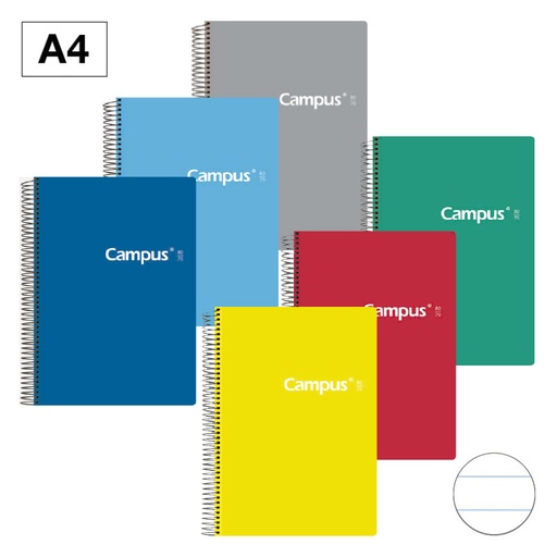 [003194] BLOC ESPIRAL CAMPUS A4 T.PLASTICO 80H 70G RAYADO HORIZONTAL