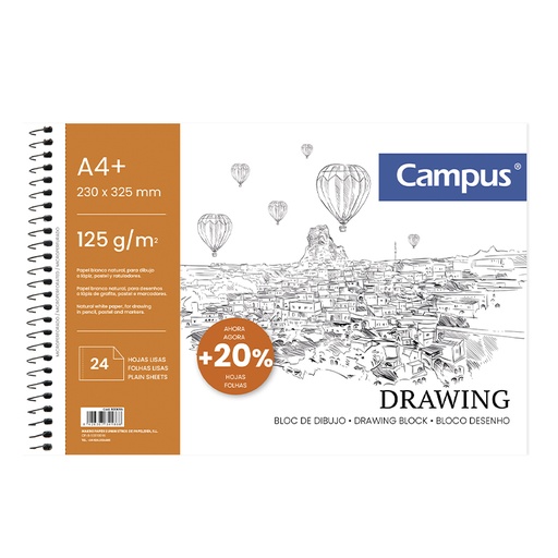 [600656] BLOC DIBUJO CAMPUS A4+ 24H 125G LISO