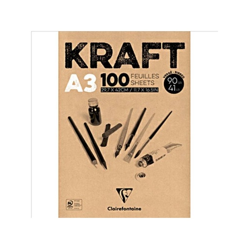 [032632] BLOC ENC.KRAF BRUN A3 100H 90G