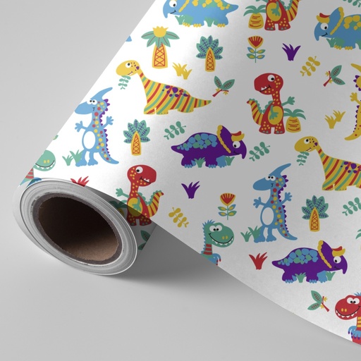 [000793] BOBINA 62CM INFANTIL BLANCO/DINOS