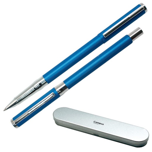 [081291] BOLIGRAFO CUERPO ALUMINIO GIRO AZUL