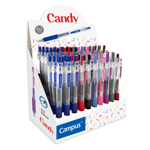 [081825] BOLÍGRAFO TINTA GEL CAMPUS CANDY EXPOSITOR 60 UD.