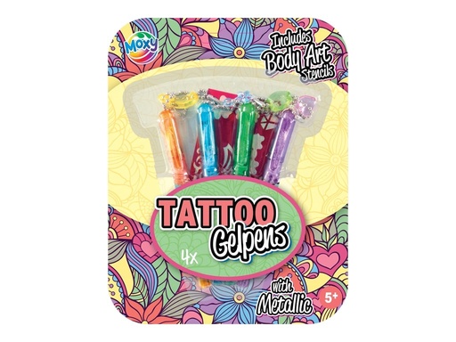 [000471] BOLIGRAFOS GEL TATTOO 4PZS+PLANTILLA
