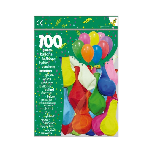 [882462] BOLSA 100 GLOBOS MIX 9D 29CM