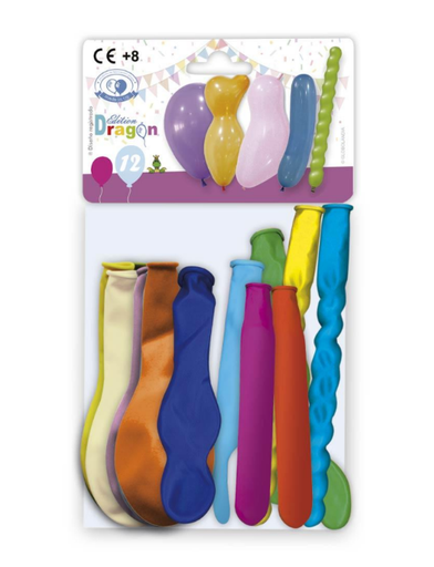 [000027] BOLSA 12 GLOBOS MIX FORMAS 1245