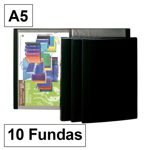 [180868] CARPETA 10 FUNDAS A5 FLEX. NEGRO