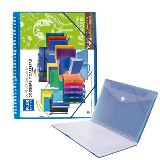[180759] CARPETA 20 FUNDAS ESPIRAL GOMAS AZUL