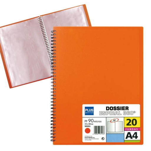 [180613] CARPETA 20 FUNDAS ESPIRAL NARANJA