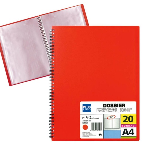 [180614] CARPETA 20 FUNDAS ESPIRAL ROJO