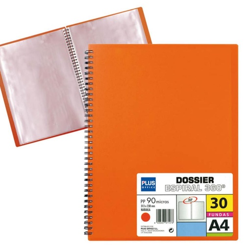 [180617] CARPETA 30 FUNDAS ESPIRAL NARANJA