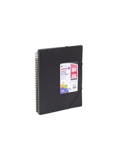 [212268] CARPETA A4 ARCHIVEX ESPIRAL 20F NEGRO