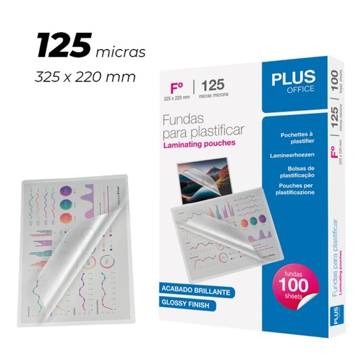 [220197] FUNDA PLASTIFICAR PLUS Fº 325x220MM 125 MICRAS