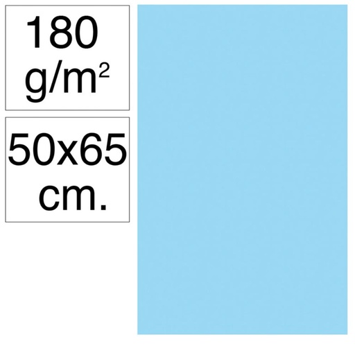 [630484] CARTULINA 50X65 180G AZUL CELESTE 25UD