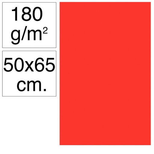 [630483] CARTULINA 50X65 180G TOMATE 25UD