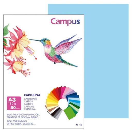 [630738] CARTULINA A3 MAKRO AZUL CELESTE 50UD