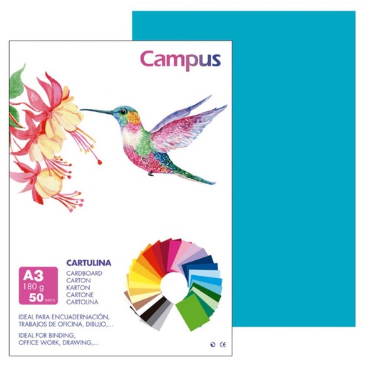 [630743] CARTULINA A3 MAKRO AZUL TURQUESA 50UD