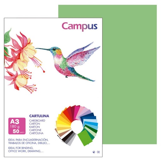 [630741] CARTULINA A3 MAKRO VERDE MANZANA 50UD