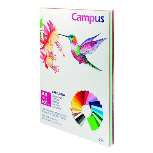 [220742] CARTULINA CAMPUS A4 180G COLOR SURTIDOS 100 UD