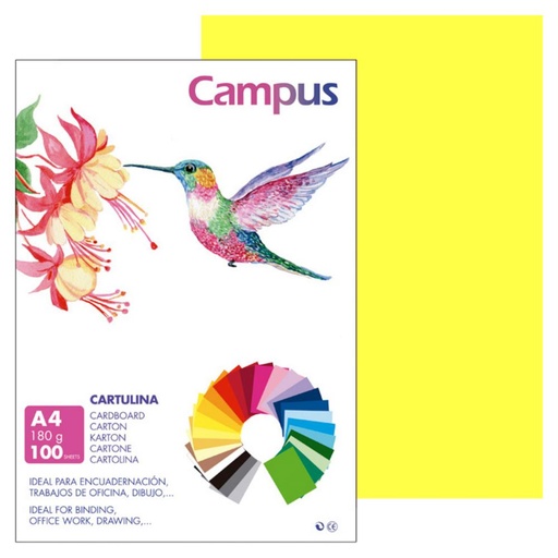 [220554] CARTULINA A4 MAKRO AMARILLO LIMON 180G 100UD