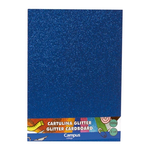 [630704] CARTULINA A4 MAKRO GLITTER AZUL BOLSA 3U