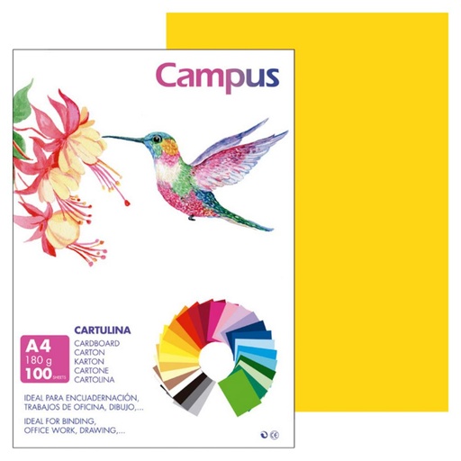 [220557] CARTULINA A4 MAKRO AMARILLO GUALDA 180G 100UD