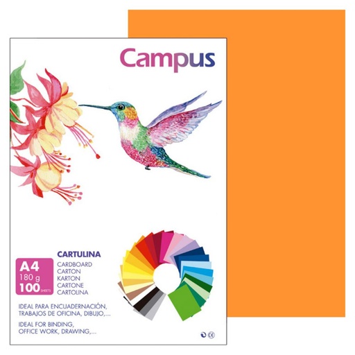 [220505] CARTULINA A4 MAKRO NARANJA 180G 100UD