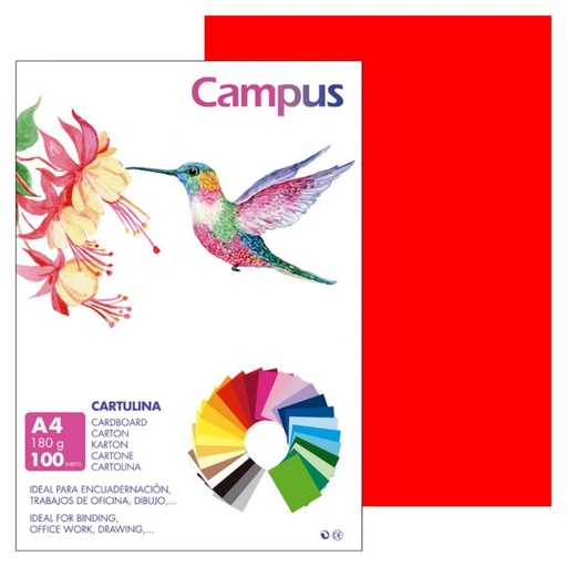 [220561] CARTULINA A4 MAKRO TOMATE 180G 100UD