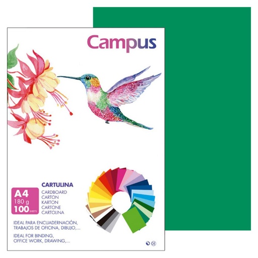 [220155] CARTULINA CAMPUS A4 VERDE ABETO 180G 100UD