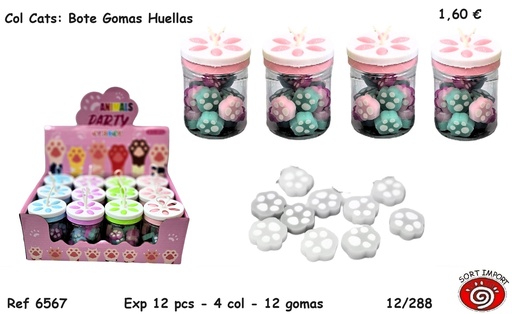 [752251] BOTE GOMAS HUELLAS CATS 6567