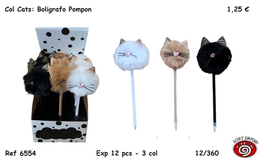 [881747] COL CATS BOLIGRAFO POMPON 6554