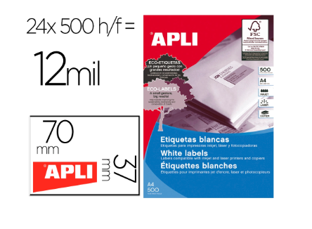 [032021] ETIQUETA ADHESIVA APLI 1783 BLANCA 500H