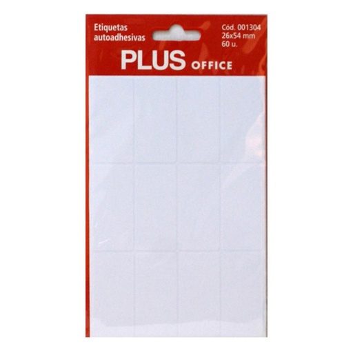 [001304] ETIQUETAS AUTOADHESIVAS PLUS OFFICE 26X54 MM 60 ETIQUETAS 5 HOJAS