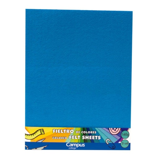 [630699] FIELTRO 23X30 MAKRO AZUL CLARO B/3U