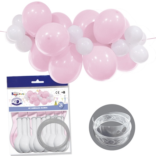 [882439] GUIRNALDA 24 GLOBOS ROSA/BLANCO 2426-7301