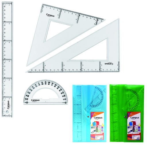 [600381] JUEGO REGLAS 25 CM 4 PCS FUNDA VERDE