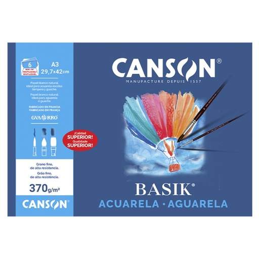 [619905] LAMINA ACUARELA BASIK A3 370 6