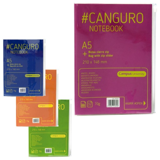 [002529] LIBRETA A5 CANGURO 70G 32H SURTIDO